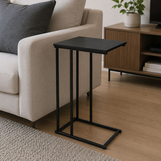 Ορθογώνιο Βοηθητικό Τραπεζάκι Ξύλινο Black Μ40xΠ26xΥ58εκ.