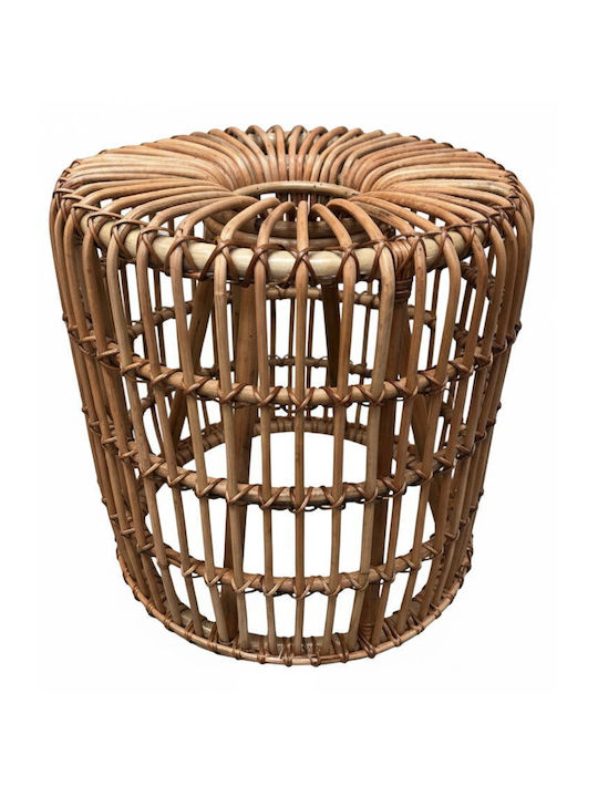 Round Side Table Noxic Made of Beige Bamboo 40x40x40 cm