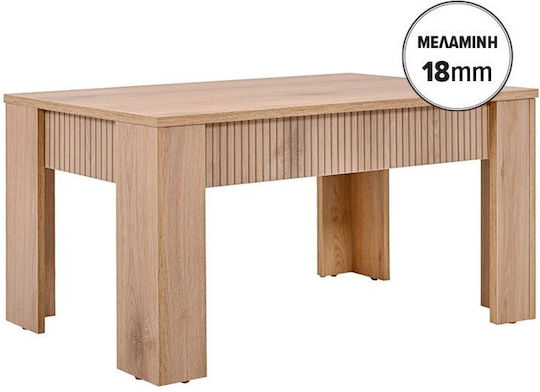 Rectangular Central Coffee Table Alicante Wooden with Drawers Natural Canella Oak M100xW50xH47cm