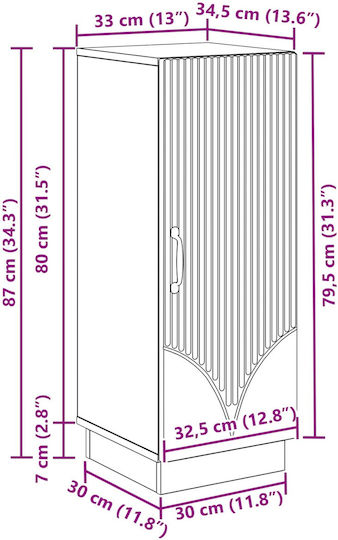 Ντουλάπι Αποθήκευσης Ξύλινο Μ33xΠ34.5xΥ87εκ.