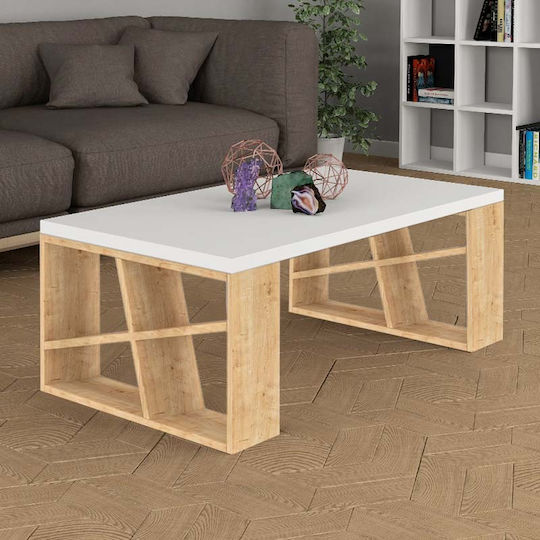Central Coffee Table Honey Natural Beech / White