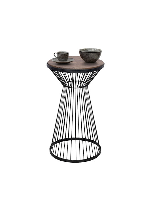 Round Side Table Cresta Wooden Black - Walnut M34.5xL34.5xH58.5cm