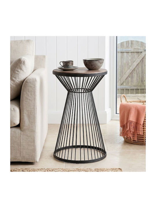 Round Side Table Cresta Wooden Black - Walnut M34.5xL34.5xH58.5cm