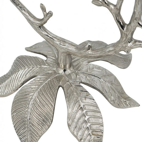 Masă Laterală Rotundă Branch Metalică Argintie L66xl40,6xÎ76,2cm