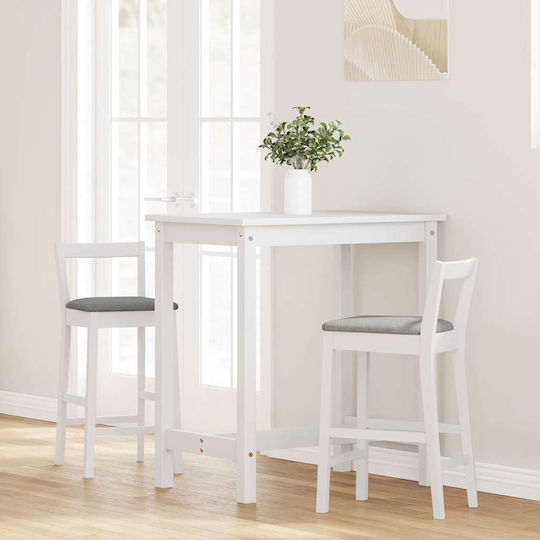 Taburete Bar Cu Spătar Din Lemn Alb 2 Buc 35.5x42.5x79.5 cm
