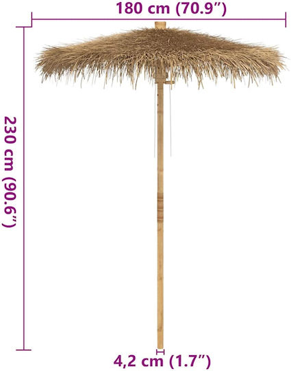 Professioneller Geflecht Holz Beigefarbener Garten- und Terrassen-Sonnenschirm 1,8x1,8m