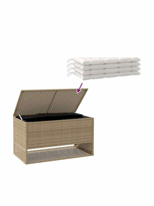 vidaXL Outdoor Storage Box Rattan Beige L100xW55xH55.5cm