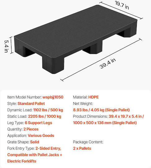 Vevor Stacker for Load Weight up to 1t in Black Colour