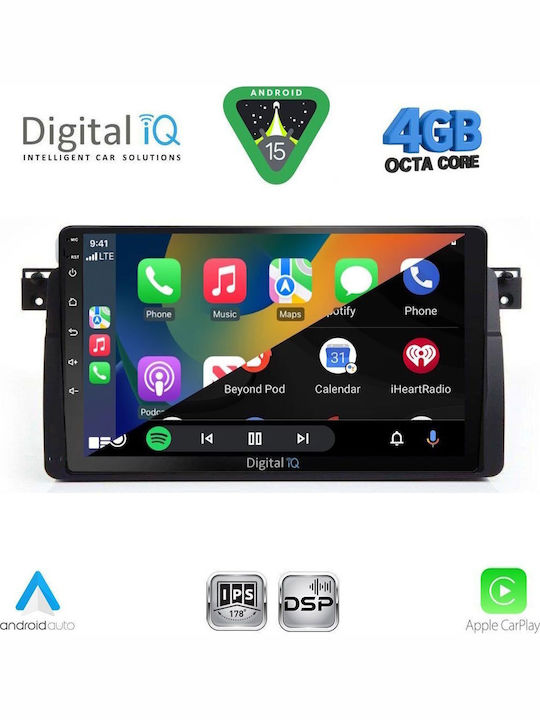 Digital IQ Car Audio System for BMW E46 1998-2005 Bluetooth USB WiFi GPS Apple CarPlay Android Auto with 9" Touch Screen