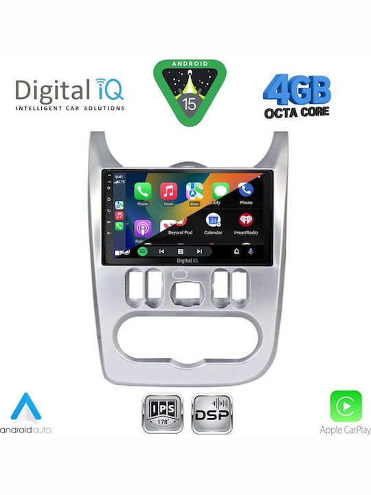 Digital IQ Car Audio System for Renault Logan Dacia Duster Logan Sandero 2006-2012 Bluetooth USB WiFi GPS Apple CarPlay Android Auto with 9" Touch Screen