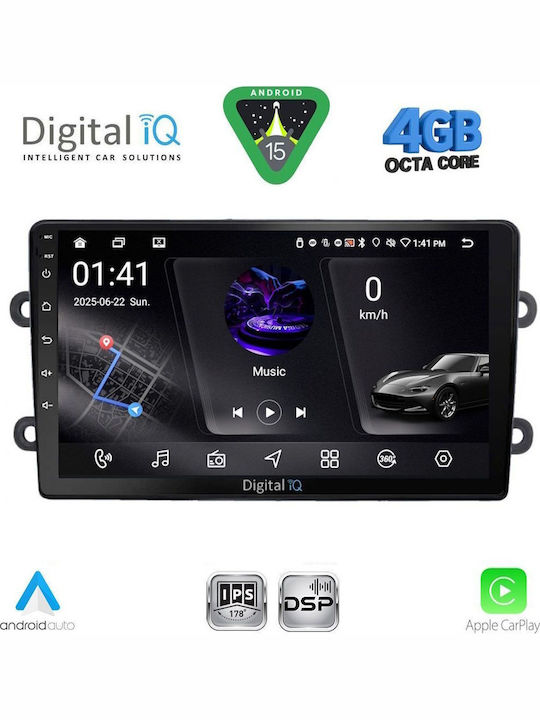 Digital IQ Car Audio System for Renault Logan Dacia Duster Logan Sandero 2006-2012 Bluetooth USB WiFi GPS Apple CarPlay Android Auto with 9" Touch Screen