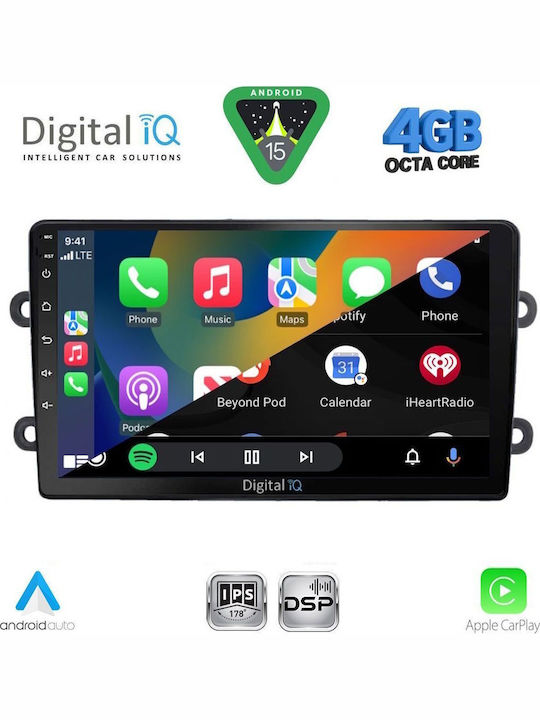 Digital IQ Car Audio System for Dacia Duster 2012-2019 Bluetooth USB WiFi GPS Apple CarPlay Android Auto with 9" Touch Screen