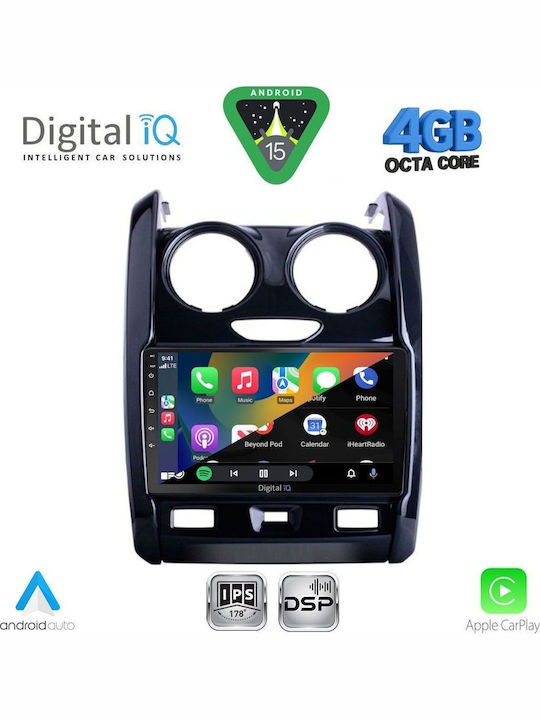 Digital IQ Car Audio System for Renault Logan Dacia Duster Logan Sandero 2006-2012 Bluetooth USB WiFi GPS Apple CarPlay Android Auto with 9" Touch Screen