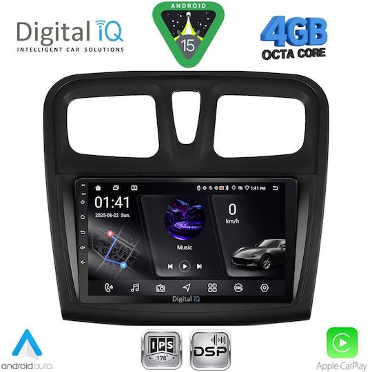 Digital IQ Ηχοσύστημα Αυτοκινήτου για Renault Logan Dacia Duster / Logan / Sandero 2006-2012 (Bluetooth/USB/WiFi/GPS/Apple-Carplay/Android-Auto) με Οθόνη Αφής 9"