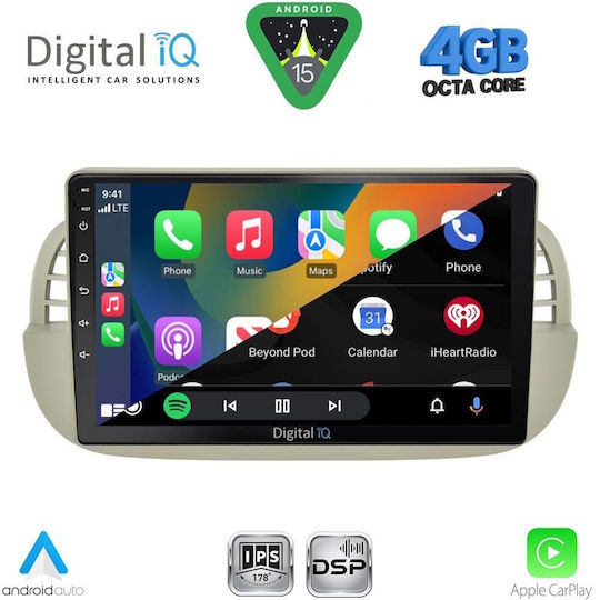 Digital IQ Ηχοσύστημα Αυτοκινήτου για Fiat 500 2007-2015 (Bluetooth/USB/WiFi/GPS/Apple-Carplay/Android-Auto) με Οθόνη Αφής 9"