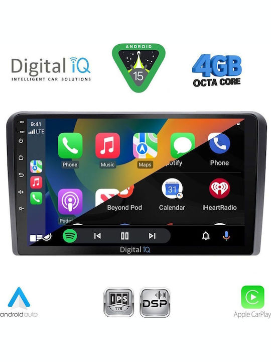 Digital IQ Car Audio System for Fiat 500 2016 (Bluetooth/USB/WiFi/GPS/Apple CarPlay/Android Auto) with 9" Touch Screen