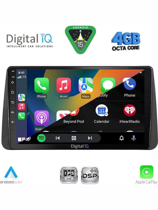 Digital IQ Car Audio System for Fiat Tipo 2018-2023 (Bluetooth/USB/WiFi/GPS/Apple CarPlay/Android Auto) with 9" Touch Screen
