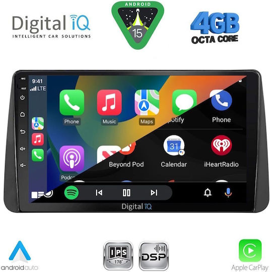 Digital IQ Car Audio System for Fiat Tipo 2018-2023 (Bluetooth/USB/WiFi/GPS/Apple CarPlay/Android Auto) with 9" Touch Screen
