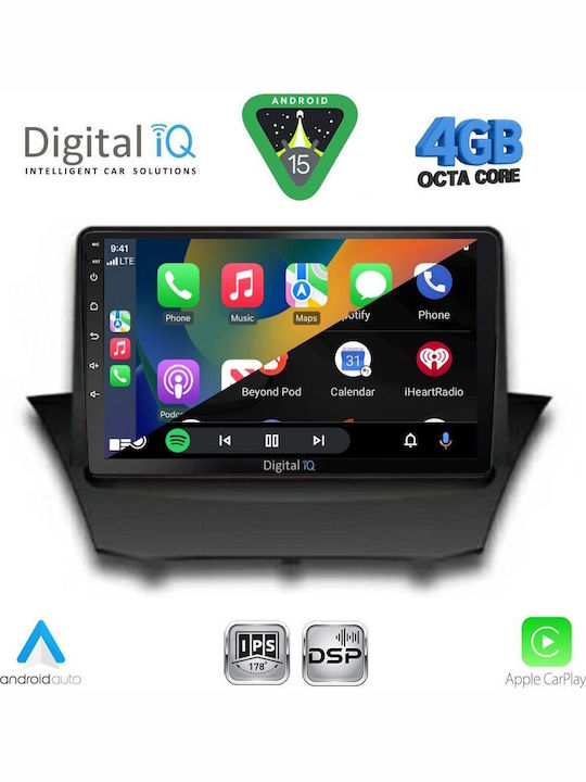 Digital IQ Car Audio System for Ford Fiesta 2008-2017 (Bluetooth/USB/WiFi/GPS/Apple CarPlay/Android Auto) with 9" Touch Screen