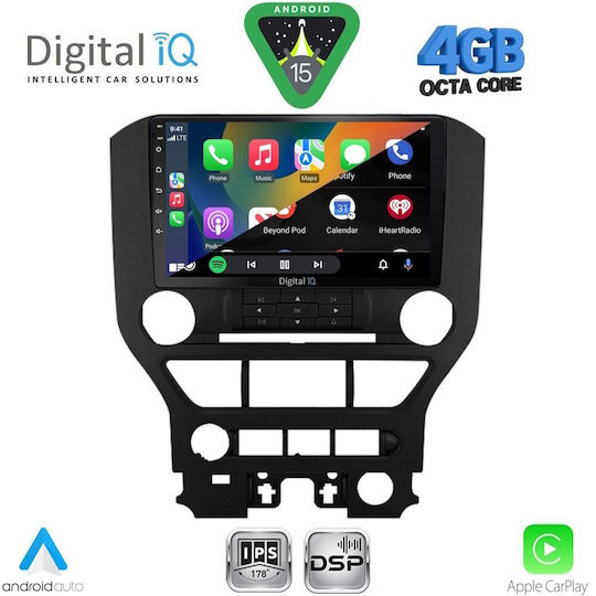 Digital IQ Car Audio System for Ford Mustang 2015-2020 (Bluetooth/USB/WiFi/GPS/Apple CarPlay/Android Auto) with 9" Touch Screen