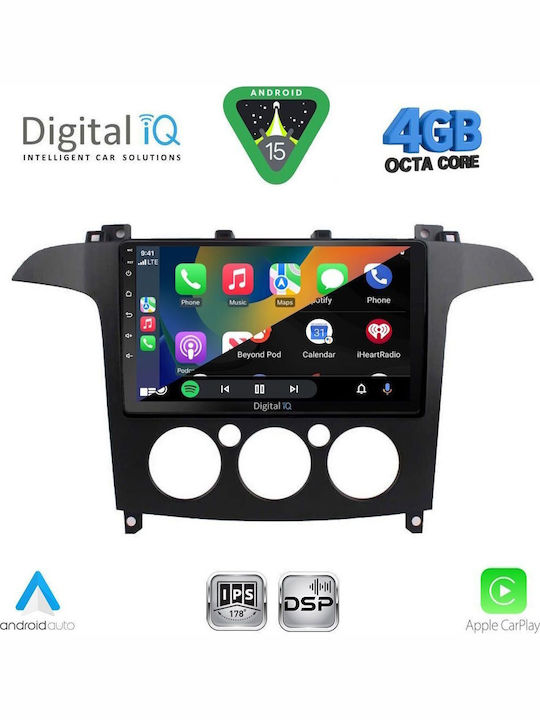 Digital IQ Car Audio System for Ford S-Max 2006-2014 with A/C Bluetooth USB WiFi GPS Apple CarPlay Android Auto with 9" Touch Screen
