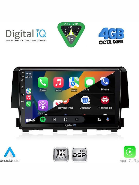 Digital IQ Car Audio System for Honda Civic 2016-2021 Bluetooth USB WiFi GPS Apple CarPlay Android Auto with 9" Touch Screen
