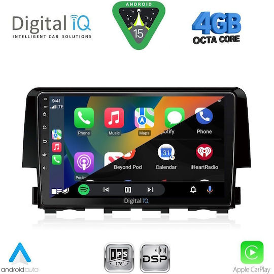 Digital IQ Car Audio System for Honda Civic 2016-2021 Bluetooth USB WiFi GPS Apple CarPlay Android Auto with 9" Touch Screen