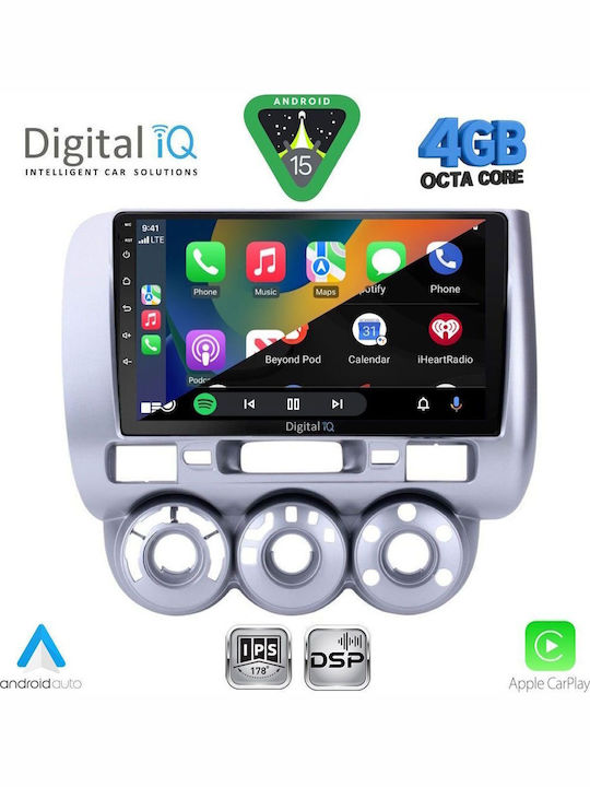 Digital IQ Car Audio System for Honda Jazz 2002-2008 with A/C (Bluetooth/USB/WiFi/GPS/Apple CarPlay/Android Auto) with 9" Touch Screen