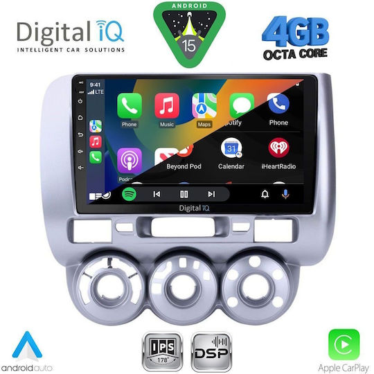 Digital IQ Ηχοσύστημα Αυτοκινήτου για Honda Jazz 2002-2008 με A/C (Bluetooth/USB/WiFi/GPS/Apple-Carplay/Android-Auto) με Οθόνη Αφής 9"