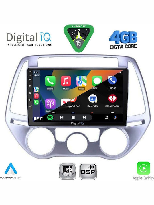 Digital IQ Car Audio System for Hyundai i20 2008-2012 with A/C Bluetooth USB WiFi GPS Apple CarPlay Android Auto with 9" Touch Screen
