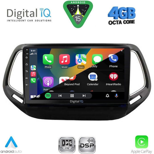 Digital IQ Car Audio System for Jeep Compass 2016-2021 with Clima (Bluetooth/USB/WiFi/GPS/Apple CarPlay/Android Auto) with 10" Touch Screen