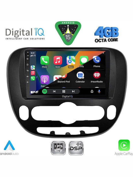 Digital IQ Auto-Audiosystem für Kia Seele 2014 mit Touchscreen 9" (Bluetooth/USB/Eingebautes Wi-Fi / 3G/GPS/Apple CarPlay/Android Auto)