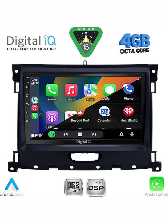 Digital IQ Car Audio System for Ford Ranger 2018-2023 (Bluetooth/USB/WiFi/GPS/Apple CarPlay/Android Auto) with 9" Touch Screen