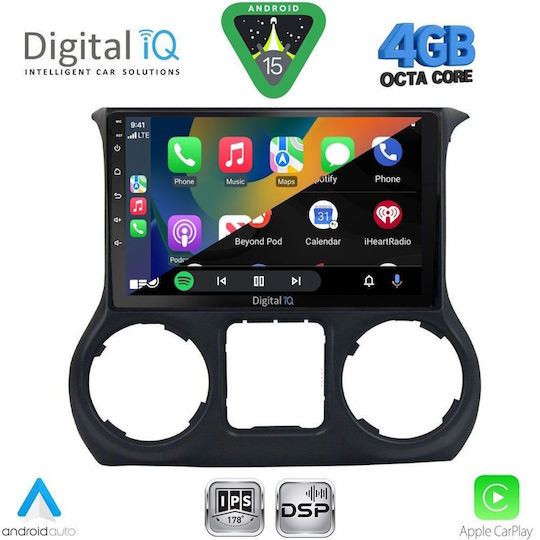 Digital IQ Car Audio System for Jeep Wrangler 2011-2014 (Bluetooth/USB/WiFi/GPS/Apple CarPlay/Android Auto) with 10" Touch Screen