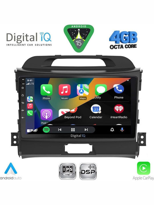 Digital IQ Car Audio System for Kia Sportage 2010-2015 Bluetooth USB WiFi GPS Apple CarPlay Android Auto with 9" Touch Screen