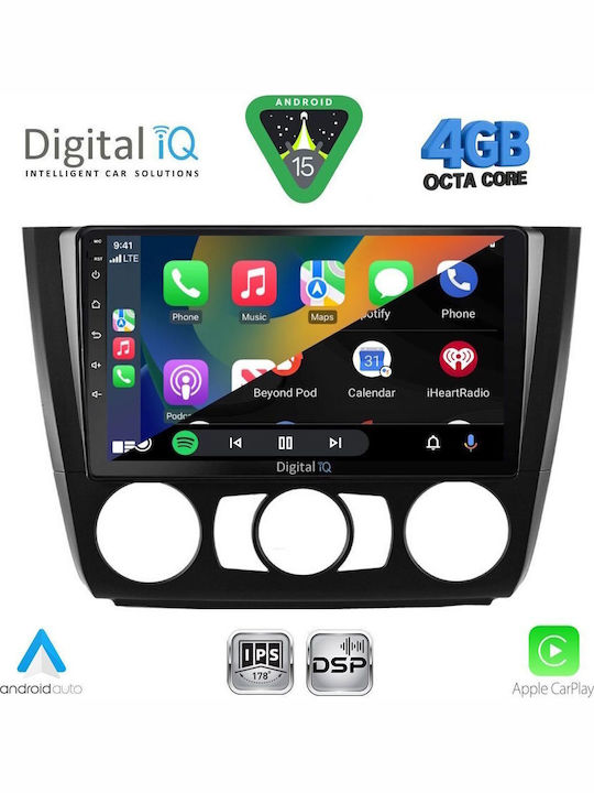 Digital IQ Car Audio System for BMW Series 1 2004-2013 with A/C Bluetooth USB WiFi GPS Apple CarPlay Android Auto with 9" Touch Screen
