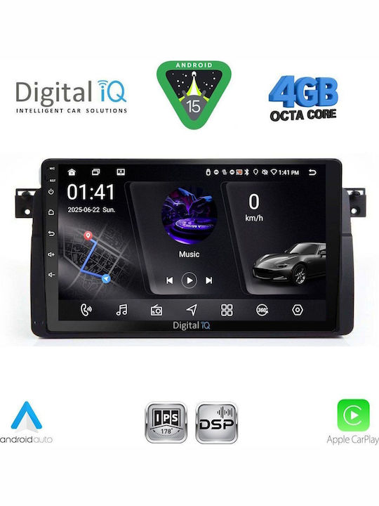 Digital IQ Car Audio System for BMW Series 1 2004-2013 with A/C Bluetooth USB WiFi GPS Apple CarPlay Android Auto with 9" Touch Screen