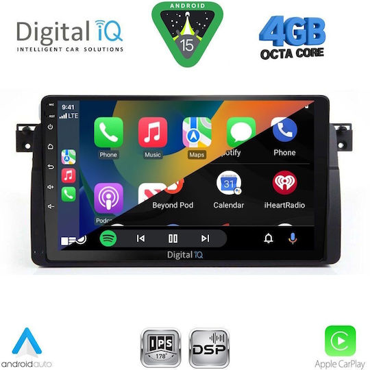 Digital IQ Car Audio System for BMW Series 1 2004-2013 with A/C Bluetooth USB WiFi GPS Apple CarPlay Android Auto with 9" Touch Screen