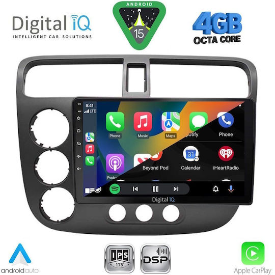 Digital IQ Ηχοσύστημα Αυτοκινήτου για Honda Civic 2001-2006 (Bluetooth/USB/WiFi/GPS/Apple-Carplay/Android-Auto) με Οθόνη Αφής 9"
