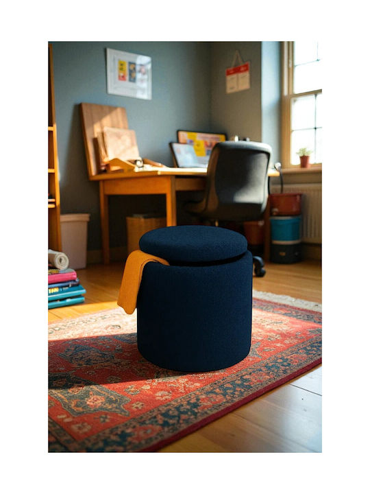 Living Room Stools With Storage Space Upholstered With Fabric Round