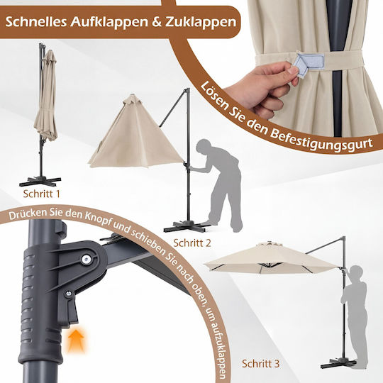 Hängender Metallischer Gartenschirm mit Luftauslass Beige