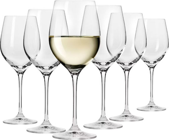 Krosno Harmony White Wine Glass Set Goblets Crystal White 370ml 6 Pieces