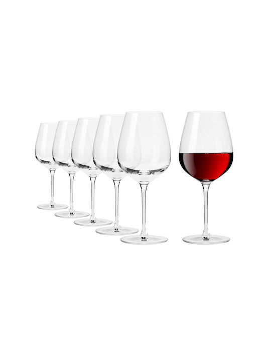Krosno Set Glasses for White and Red Wine from Crystal in Red Color Goblets 670ml