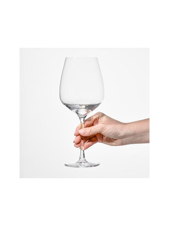 Krosno Set Glasses for White and Red Wine from Crystal in Red Color Goblets 670ml