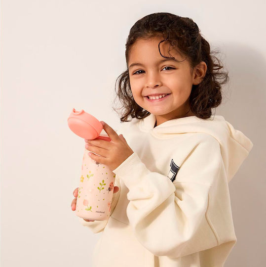 Miniland Junior Kids Water Bottle Butterfly Stainless Steel Pink 320ml 89704