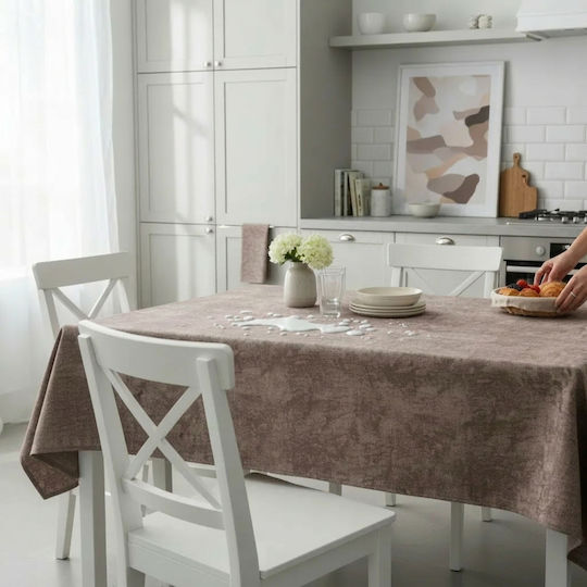 NufJoy Fleckabweisendes Tischtuch Set Dunkelbraun 140x180cm