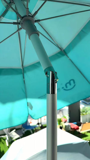 Folding Aluminum Beach Umbrella Diameter 1.9m with UV Protection and Turquoise Air Duct OPBU1007