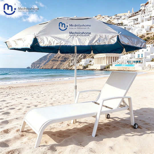 Folding Aluminum Beach Umbrella Diameter 1.9m with UV Protection and Turquoise Air Duct OPBU1007