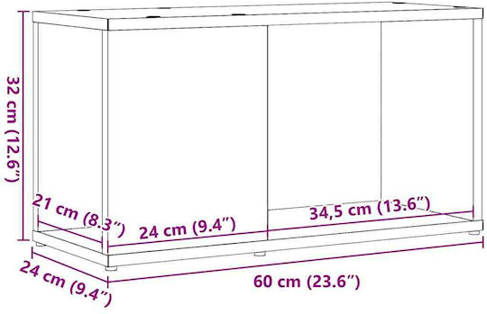 TV Stand Black L60xW24xH32cm