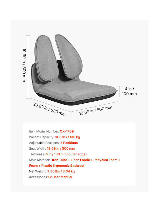 Multifunctional Bean Bag Chair Gray